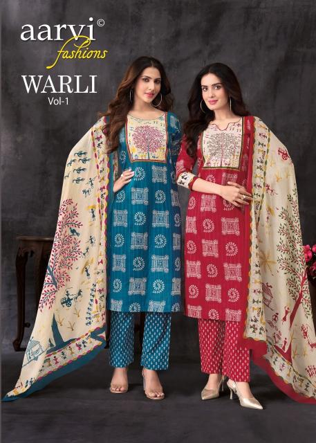 Aarvi warli vol-1 cotton satin kurtis wholesale